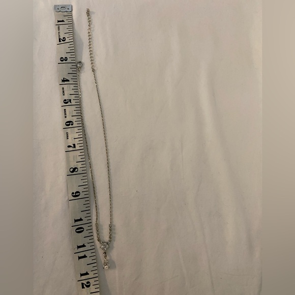 Vintage Art Deco Jewellery Set Silver And Rhinestones Drop Necklace And Earrings - Picture 8 of 8